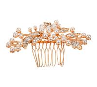 Ciieeo Peineta Lateral para Novia Dorada Perlas y Gemas de Imitación, Accesorio Cabello de Boda para Mujeres, Peine Decorativo Elegante para Fiesta y Compromisos, 1 Pieza