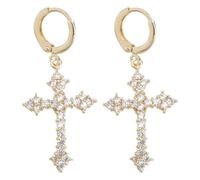 Ciieeo Pendientes Colgantes de Cruz para Mujer Circonita Brillante, Chapados en Oro, Diseño Decorativo Elegante, Joyería de Moda para Uso Diario y Obsequio Especial
