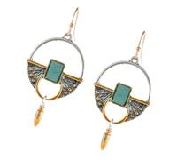 Ciieeo Pendientes Colgantes Incrustación de Piedra Azul para Mujer Vintage Aleación Resistente Diseño Elegante para Banquetes y Bailes