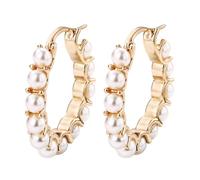 Ciieeo Pendientes de Perlas para Mujer, Joyería de Moda, Aro Elegante, Material Resistente, Ligeros y Cómodos, Uso Diario y Fiestas, Tamaño Mediano, Color Perla Clásico