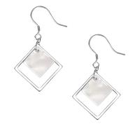 Ciieeo Pendientes Geométricos Cuadrados Huecos para Mujer Pendientes Colgantes de Aro Color Blanco Platino Ligeros y Elegantes para Fiestas y Uso Diario