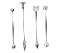 Ciieeo Pendientes Industriales de Barra Doble de Acero Inoxidable Diseño de Flecha para Cartílago de Oreja Color Plateado Conjunto para Doble Perforación Unisex para Uso Diario y