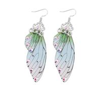 Ciieeo Pendientes Largos Fáciles de Llevar para Mujer Alas Creativas de Imitación de Cigarra Diseño Único de Plástico para Bodas y Banquetes