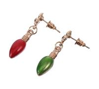 Ciieeo Pendientes Navideños de Aleación Creativos Diseño de Farolillo Rojo y Verde Pendientes Asimétricos para Mujer 1 Par para Fiestas de Navidad y Eventos Festivos