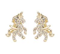 Ciieeo Pendientes Unicornio Creativos Brillantina, 925 Plata Aguja, Joyería Femenina para Fiesta y Obsequio, Pendientes Dorados Delicados y Cómodos para Mujer