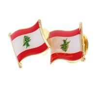 Ciieeo Pin de Solapa Bandera del Líbano y Esmalte, Broche Metálico Redondo, Accesorio de Joyería para Mujer, Recuerdo de Viaje y Evento, 2 Piezas, Diseño Duradero y Compacto