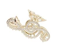 Ciieeo Pinza Cabello Nota Musical Dorada de Aleación Strass y Perlas, Elegante y Versátil para Todo Tipo de Cabello en Mujeres
