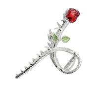 Ciieeo Pinza de Pelo de Tiburón Grande Diseño de Rosa Vintage, Garra Metálica Plateada para Cabello, Accesorio de Sujeción Fuerte Adecuado para Uso Diario y Peinados Elegantes