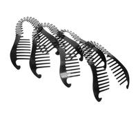 Ciieeo Pinzas Pelo Peine Doble Flexible de Plástico, Herramienta de Trenzado para Mujer y Niña, 4 Piezas Negras para Peinados Creativos