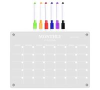 Ciieeo Pizarra Magnética Acrílica Transparente Pequeña 6 Marcadores para Planificador Semanal, Tablero de Mensajes Borrable en Seco para Nevera, Calendario Organizacional para Uso