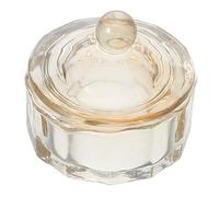 Ciieeo Plato Dappen de Vidrio Beige con Tapa para Manicura y Pedicura, Herramienta Fácil de Limpiar con Acabado Delicado para Salón de Uñas y Proceso Creativo Nail