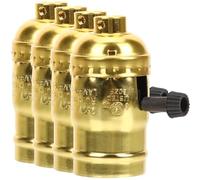 Ciieeo Portalámparas de Aluminio Vintage E26/e27, Kit de 4 Piezas (2 Casquillos E26 y 2 E27), Base para Bombilla Dorada, Enchufe para Lámparas de Techo, Reparación y Reemplazo