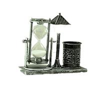 Ciieeo Portalápices Farola De Arena Movediza Reloj De Arena Decorativo Portabolígrafos Creativo para Escritorio Adorno Artesanal para Dormitorio Luz De Noche Cambio De Color