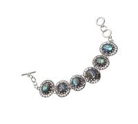 Ciieeo Pulsera Bohemia de Conchas Abulón Vintage, Ajustable Triple Anilla, Estilo Étnico, Mujer, Accesorio de Muñeca para Uso Diario, Color Plata Antigua