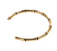 Ciieeo Pulsera de Brazalete Abierta de Bambú Hecha a Mano, Latón Chapado en Oro, Pulsera de Puño Irregular para Mujer, Diseño Simbólico de Paz, Ajuste Cómodo y Superficie Lisa, Estilo