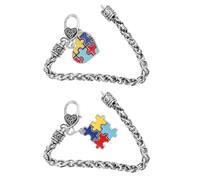 Ciieeo Pulsera Dije Rompecabezas para Autismo 2 Piezas Pulsera Delicada y Resistente al Agua para Concientización del Autismo Diseño Único Corazón y Cuadrado Accesorio Adecuado