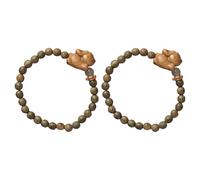 Ciieeo Pulsera para 2 Piezas de Sándalo Verde 6Mm con Dije de Conejo Tallado Pulseras Elásticas de Cuentas Versátiles para Mujer y Hombre Accesorio Feng Shui para Amistad y Eventos