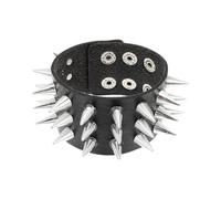Ciieeo Pulsera Punk Ajustable de Imitación Piel Triple de Pinchos Negros Brazalete Decorativo para Muñeca Estilo Alternativo para Uso Diario
