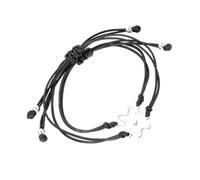 Ciieeo Pulseras para Tejidas a Mano de Acero Inoxidable y Cuerda Encerada Ajustables 2 Piezas Diseño de y Corazón Hueco Pulsera Negra Elegante para Amantes