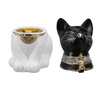 Ciieeo Quemador de Incienso de Gato Egipcio de Resina en Tonos Claro y Oscuro, Porta Incienso para Varillas y Conos, Soporte Decorativo para Yoga, SPA y Hogar, 17x11,4x8,7 Cm, Accesorio