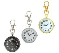 Ciieeo Reloj de Bolsillo Llavero 3 Piezas, Esfera Grande Negra, Cuarzo, Acero Inoxidable Plateado y Dorado, Colgante Práctico para Enfermeras y Médicos, Accesorio Vintage para Bolso