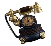 Ciieeo Reloj en Estilo Artístico de Sobremesa Modelo Teléfono Vintage Decorativo de Resina Dorado Función de Adorno para Mesa y Estantería