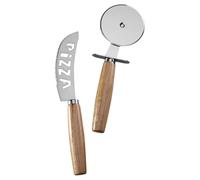 Ciieeo Rodillo Cortador de Pizza Multifuncional de Acero Inoxidable y Mango de Madera Ergonómico, 2 Piezas, Práctico Utensilio para Cortar Pizza, Pan y Masa, Adecuado para Cocina