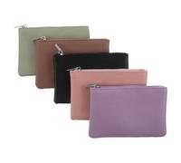 Ciieeo Set de 5 Monederos Pequeños Cremallera Ultradelgados Multicolor Negro Rosa Morado Verde Claro Carne Monedero Unisex para Monedas Tarjetas y Llaves Adecuado para Uso
