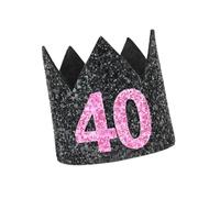 Ciieeo Sombrero de Cumpleaños para Adulto Purpurina Brillante, Estilo Tiara E, Diseño Mini, Accesorio para Fiesta de Cumpleaños Número 40, Gorro Festivo para Celebraciones y Cotillón