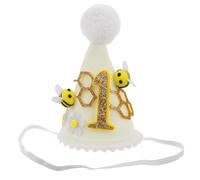 Ciieeo Sombrero de Cumpleaños para Ñiño de 1 Año, Gorro de Cono de Fieltro Diseño de Abeja, Color Amarillo y Negro, 1 Pieza para Fiesta Temática de Primer Cumpleaños