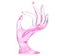 Ciieeo Soporte Decorativo Multifunción para Anillos y Pulseras, Exhibidor de Mano Transparente Rosa para Joyas, Organizador Delicado para Collares y Accesorios, Adecuado para Mostrador