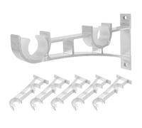 Ciieeo Soportes de Barra para Cortinas Dobles Ajustables de Metal Mate Color Claro, 6 Piezas, Soporte en Forma de U para Montaje Lateral o Superior, Alta Resistencia para Cortinas Dobles