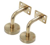 Ciieeo Soportes para Pasamanos de Escalera de Acero Inoxidable Dorado Montaje Pared 2 Piezas 60X60 MM Soporte Resistente para Barandilla Uso Hogar Oficina y Comercio