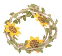 Ciieeo Sujetador de Cortina de Cuerda de Yute Hebilla Metálica Diseño de Girasoles Decorativos Color Verde Cinta para Cortinas Minimalista Accesorio Funcional para Hogar Amarre