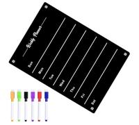 Ciieeo Tablero de Mensajes Magnético Acrílico A4 Negro, Pizarra Semanal Borrable para Nevera 6 Rotuladores Blancos, Organizador Diario Reutilizable para Planificación y Lista de Tareas