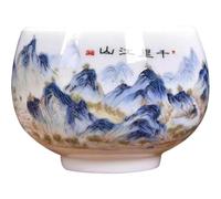 Ciieeo Taza de Té de Cerámica Tradicional Decoración Pintada a Mano Estilo Paisaje, Taza Pequeña Multifuncional para Amantes del Té y Ambiente Doméstico