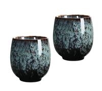 Ciieeo Tazas de Té de Cerámica Esmaltada Azul Verdoso 150 Ml, Juego de 2 Piezas para Kung Fu, Tazas Pequeñas Seguras y Suaves para Oficina y Consumo de Infusiones