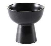 Ciieeo Tazón de Postre Japonés Retro de Cerámica Negra Base Alta | Presentación Elegante, Apto para Helado y Bocados al Vapor, Uso Doméstico y Servicio de Restaurante