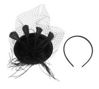 Ciieeo Tocado con Velo Negro Estilo Retro, Aro Cabello Tipo Sombrero Pastillero Años 20, Accesorio para Fiesta y Eventos Formales, Adecuado para Bodas, Carnavales y Cócteles