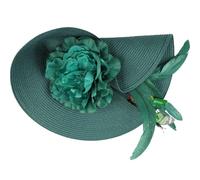 Ciieeo Tocado de Boda para Mujer Estilo Simulación Paja Flores y Plumas, Diadema Fascinadora Verde Oscuro, Accesorio para Fiesta de Té, Banquete y Eventos Obsequios Varios estilos