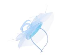 Ciieeo Tocado de Novia para Boda de Malla y Plumas, Diadema Fascinador Azul Claro, Accesorio Ligero para Fiesta de Té y Banquete, Tocados para Bodas y Eventos Formales