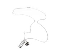 Ciieeo Urna Colgante para Mascotas en Acero Inoxidable, Collar Medallón de Pata para Cenizas, Diseño Cilíndrico, un Collar para Perro y Gato, Joyería Conmemorativa de Cremación