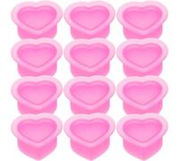 Ciieeo Vasos de Silicona para Tatuar Forma de Corazón, Tinteros Resistentes al Calor, Pequeños Contenedores de Pigmento Rosa 100 Piezas para Tatuajes y Micropigmentación