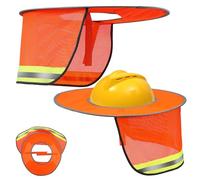 Ciieeo Visera Solar para Casco de Seguridad 2 Piezas Diseño Transpirable de Malla, Color Naranja Fluorescente, ala Completa para Protección en Obra y Construcción, Accesorio Ajustable y