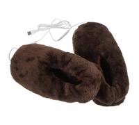 Ciieeo Zapatillas USB Calefactoras de Felpa para Pies Cálidos Calefacción Eléctrica Segura Cómodas y Suaves para Oficina y Estudio Invierno Color Café