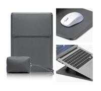 CiimWaa 13,3-14 Pulgadas Funda Estuche para Portátiles para MacBook Pro 13"/14"/MacBook Air 13"/Surface/DELL/Lenovo/HP/ASUS, Ordenador PC Portatil Cuero PU con Soporte Fuente [13,3-14 Gris]