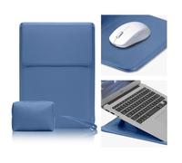 CiimWaa 13,3-14 Pulgadas Funda Estuche para Portátiles para MacBook Pro 13"/14"/MacBook Air 13"/Surface/DELL/Lenovo/HP/ASUS, Ordenador PC Portatil Cuero PU con Soporte Fuente [13,3-14 Azul]