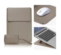 CiimWaa 13,3-14 Pulgadas Funda Estuche para Portátiles para MacBook Pro 13"/14"/MacBook Air 13"/Surface/DELL/Lenovo/HP/ASUS, Ordenador PC Portatil Cuero PU con Soporte Fuente [13,3-14 Beige]