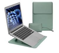CiimWaa 13,3-14 Pulgadas Funda Estuche para Portátiles para MacBook Pro 13"/14"/MacBook Air 13"/Surface/DELL/Lenovo/HP/ASUS, Ordenador PC Portatil Cuero PU con Soporte Fuente [13,3-14 Verde]