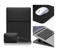 CiimWaa 13,3-14 Pulgadas Funda Estuche para Portátiles para MacBook Pro 13"/14"/MacBook Air 13"/Surface/DELL/Lenovo/HP/ASUS, Ordenador PC Portatil Cuero PU con Soporte Fuente [13,3-14 Negro]